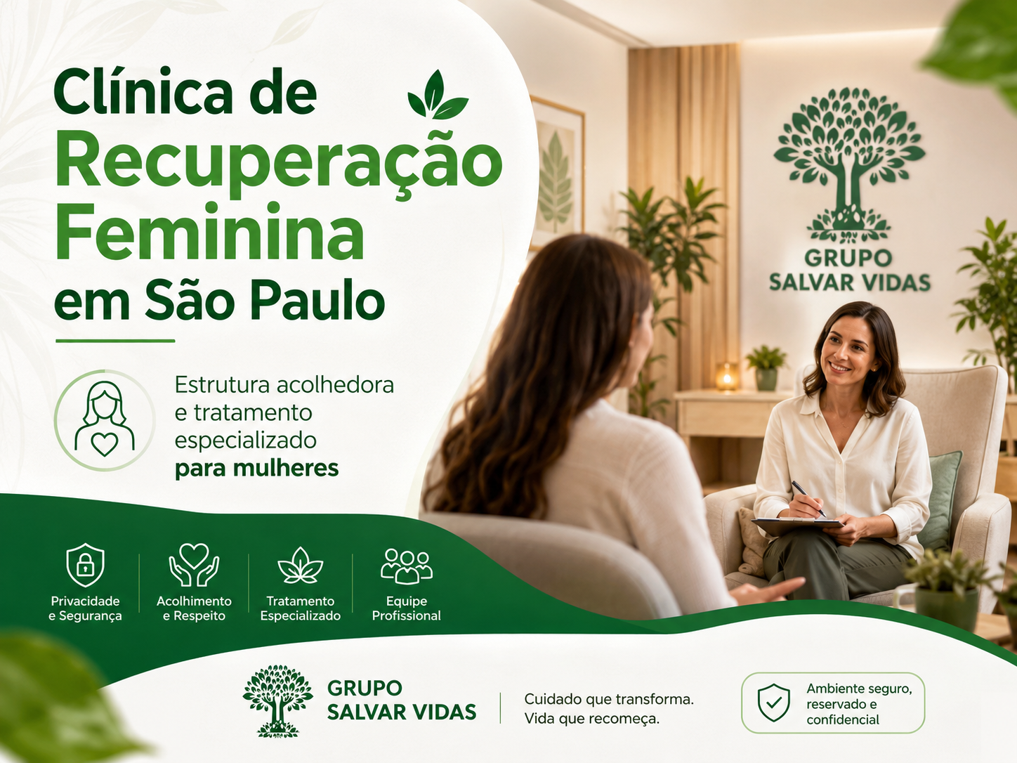 Clínica de recuperação feminina em São Paulo