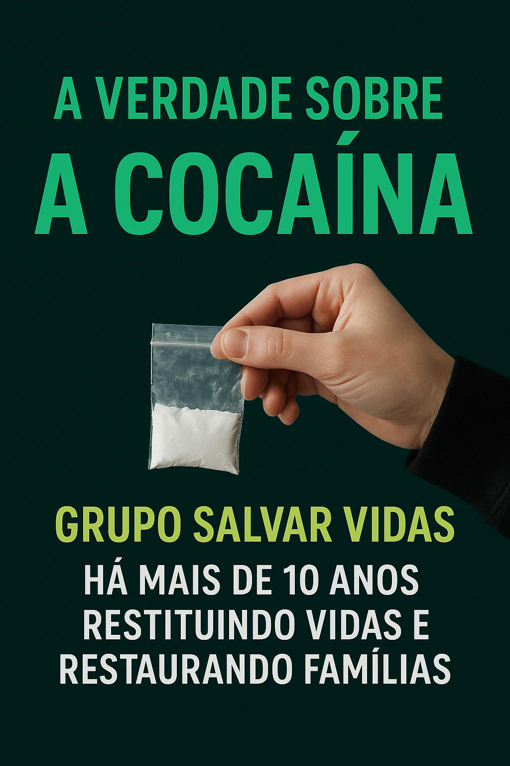 O impacto real da cocaína e como o Grupo Salvar Vidas há mais de 10 anos transforma vidas, restaura famílias e devolve identidade e propósito.
